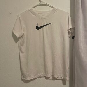 Girls size large white v-neck Nike tee